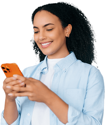 Imagem decorativa de uma pessoa usando WhatsApp